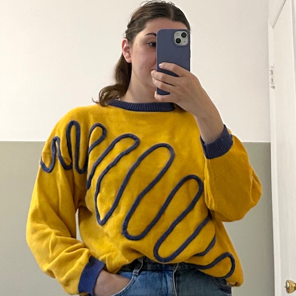 90's Vintage Yellow and Purple Sweater